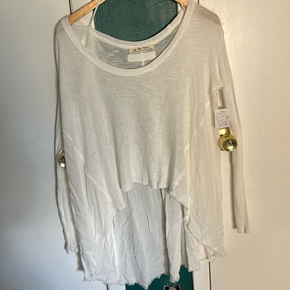 Free people white long sleeve blouse